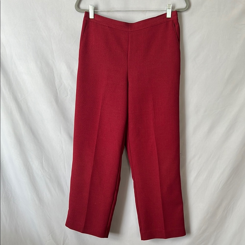 Alfred Dunner cranberry elastic waist ankle trouser | size 10P